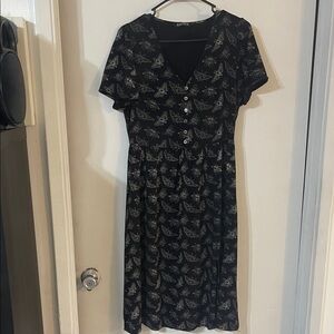 Disturbia Black Dress with MortMoth Pattern